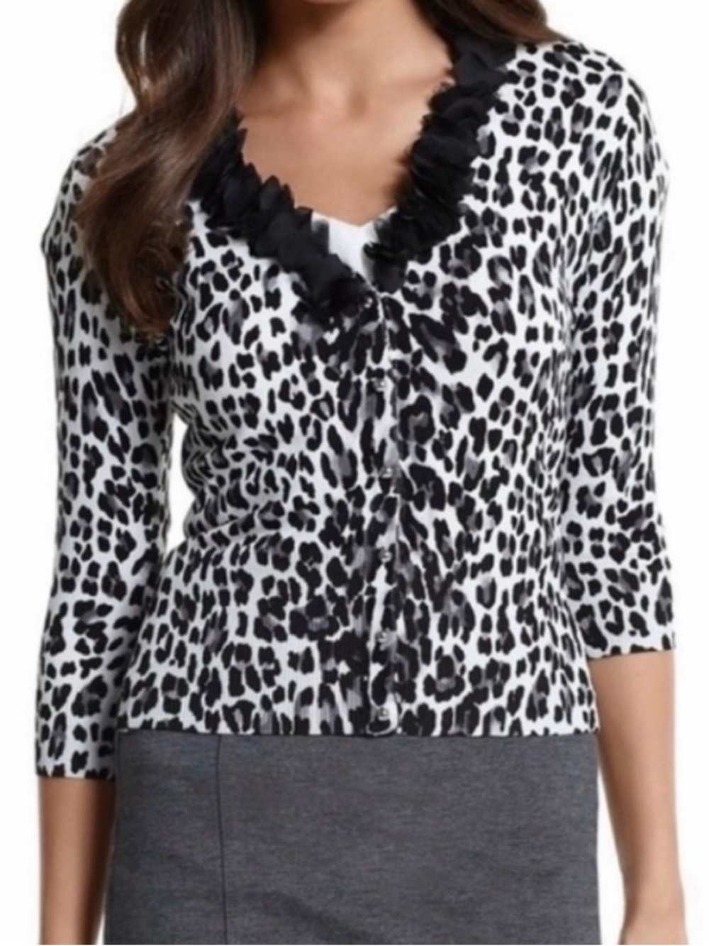 White House Black Market Animal Print Cardigan